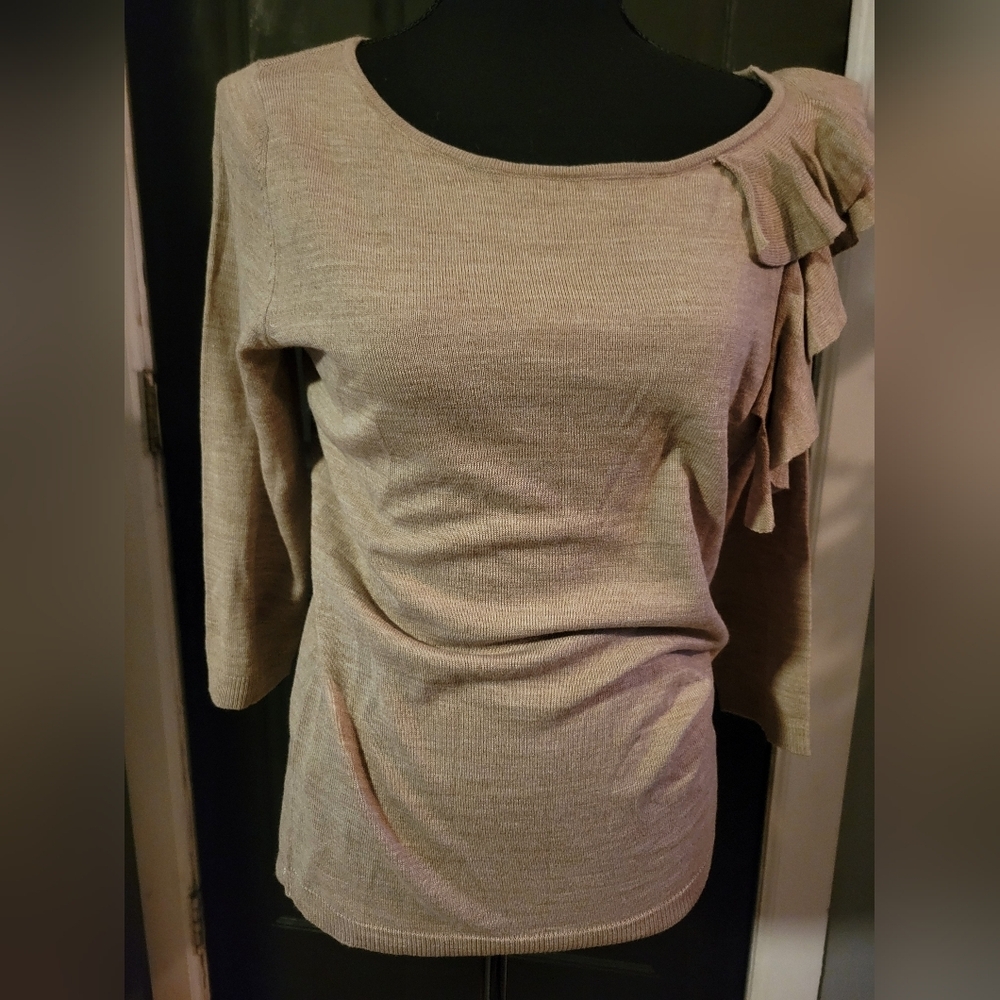 Elegant Beige Ruffle Sweater